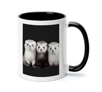 peiyeety Tazza da caffè elegante in ceramica colorata interna da 11 once con furetti, tazza da tè liscia per casa, ufficio, regalo per la famiglia