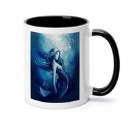 peiyeety Tazza da caffè elegante in ceramica colorata interna da 11 once con sirena blu, tazza da tè liscia per casa, ufficio, regalo per la famiglia