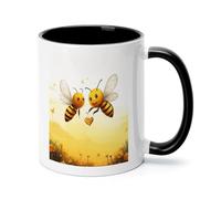 peiyeety Tazza da caffè in ceramica colorata interna da 11 once con scritta Bee Love Honey, elegante tazza da tè liscia per casa e ufficio, regalo per la famiglia.