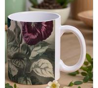 peiyeety Tazza da caffè in ceramica con manico e dipinto a tre fiori, tazza da 11 OZ personalizzata per ufficio, per donne, per il tè, mamma, papà, amici, fidanzato, fidanzata