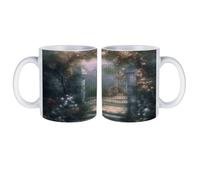 peiyeety Tazza in ceramica bianca Secret Garden, tazza da caffè da 330 ml per casa e ufficio, per caffè, latte, tè, cacao