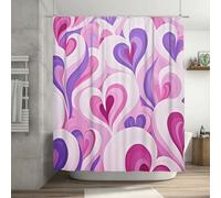 peiyeety Tende da a a forma di cuore rosa e viola per il bagno, set impermeabile con 12 ganci, tenda lavabile, accessorio decorativo moderno, 72x72 pollici