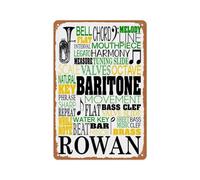 peiyeety Tipografia per baritono, regalo per baritono, regalo per banda musicale, poster personalizzato con stampa artistica vintage per baritono, targhe in metallo 8x12 pollici