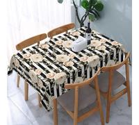 peiyeety Tovaglia da pranzo rettangolare con rose, strisce bianche e nere, 54"x72", impermeabile, decorazione per la casa