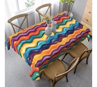 peiyeety Tovaglia rettangolare con stampa a strisce arcobaleno, 60 x 90 pollici, tessuto decorativo antipiega per cene, feste, interni ed esterni.