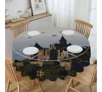 peiyeety Tovaglia rotonda con stampa Castello sulla collina, elegante e spessa, per allestimento di ristoranti all'aperto