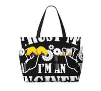 peiyeety Trust Me I'm An Engineer Borsa da spiaggia grande da donna con cerniera e tasca impermeabile, borsa da palestra leggera e pieghevole per viaggi, spesa, nuoto, sport