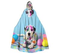 peiyeety Un divertente mantello con cappuccio unisex a forma di cucciolo di dalmata per costume di Halloween, vampiro, strega, mago.