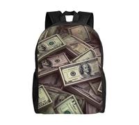 peiyeety Un mazzo di banconote da cento dollari Zaino da viaggio per uomo e donna Zaino per laptop da 15,6 pollici Borsa da lavoro impermeabile