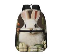 peiyeety Uno splendido zaino da viaggio con coniglio bianco per uomini e donne, laptop da 17 pollici, borsa da lavoro impermeabile