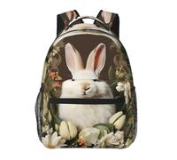 peiyeety Uno splendido zaino da viaggio con coniglio bianco per uomo e donna, laptop da 15,6 pollici,da lavoro impermeabile