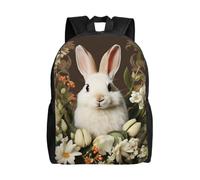 peiyeety Uno splendido zaino da viaggio con coniglio bianco per uomo e donna, zaino per laptop da 15,6 pollici, borsa da lavoro impermeabile