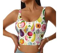 peiyeety Vari Tipi di Frutta e Verdura 2 Canotte Sportive da Donna Magliette Senza Maniche Top Fitness Comodo Reggiseno Corto con Schiena a U per Yoga, Palestra