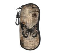 peiyeety Vecchio giornale e farfalla Custodia portatile per occhiali Borsa per occhiali da sole leggera Custodia per occhiali