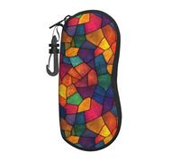 peiyeety Vetro colorato Forme poligonali Custodia portatile per occhiali Borsa leggera per occhiali da sole Custodia per occhiali da vista