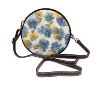 peiyeety Viole del pensiero ad in tenui blu e gialli Borse a tracolla rotonde da donna Borsa a tracolla in pelle