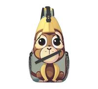 peiyeety Zaino a tracolla con simpatica scimmietta per uomo e donna, borsa a tracolla da viaggio, escursionismo, borsa a tracolla da giorno