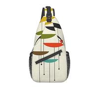 peiyeety Zaino a tracolla con stampe in stile moderno di metà secolo per uomo e donna, borsa a tracolla da viaggio, escursionismo, borsa a tracolla da giorno.