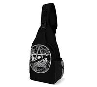 peiyeety Zaino a tracolla da uomo e da donna con pentagramma, pentacolo, strega, dea della luna tripla viola, borsa a tracolla, zaino a tracolla.