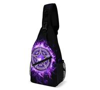 peiyeety Zaino a tracolla da uomo e da donna con pentagramma, pentacolo, strega, dea della luna tripla viola, borsa a tracolla, zaino a tracolla.