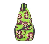 peiyeety Zaino a tracolla Green Clever Monkey per uomo e donna, borsa a tracolla da viaggio, escursionismo, borsa a tracolla da giorno