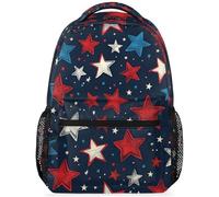 peiyeety Zaino Americano Rosso Blu Stelle per Donna UomoLeggero per Laptop Borsa a Tracolla per Viaggi Lavoro Campeggio Sport