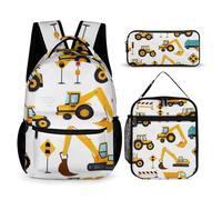 peiyeety Zaino con borsa per il pranzo e borsa portaoggetti Set di zaini e borse da viaggio Carina ruspa da cantiere (1) Set di zaini e borse da viaggio con porta pranzo e borse per cosmetici