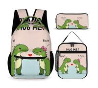 peiyeety Zaino con porta pranzo e set di trousse per cosmetici Dinosauri carini Abbracciami, ci sto provando (3) Zaino con borsa per il pranzo e borse portaoggetti