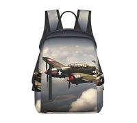 peiyeety Zaino da viaggio con aeroplano della seconda guerra mondiale per uomini e donne, zaino per laptop da 14 pollici, borsa da lavoro impermeabile