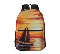 peiyeety Zaino da viaggio con barca a vela al tramonto per uomo e donna, zaino per laptop da 17 pollici, borsa da lavoro impermeabile