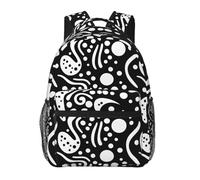 peiyeety Zaino da viaggio con cerchi astratti in bianco e nero per uomo e donna, zaino per laptop da 15,6 pollici, zaino da lavoro impermeabile