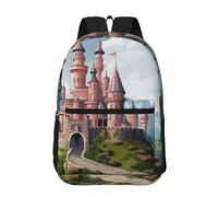 peiyeety Zaino da viaggio con motivo a castello delle fiabe per uomo e donna, zaino per laptop da 17 pollici, borsa da lavoro impermeabile