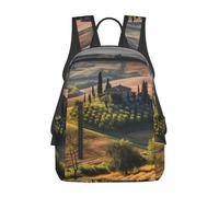 peiyeety Zaino da viaggio con paesaggio toscano, albero, fattoria, per uomo e donna, zaino per laptop da 14 pollici, borsa da lavoro impermeabile
