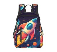 peiyeety Zaino da viaggio con razzo spaziale per uomini e donne, zaino per laptop da 14 pollici, borsa da lavoro impermeabile