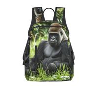 peiyeety Zaino da viaggio Gorilla in the Grass per uomo e donna, zaino per laptop da 14 pollici, borsa da lavoro impermeabile