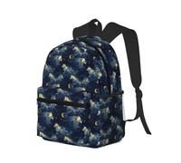 peiyeety Zaino da viaggio per laptop da uomo e da donna, leggero e resistente all'acqua, con stampa di e cielo notturno al chiaro di luna, con spallacci regolabili.