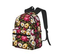 peiyeety Zaino da viaggio per laptop da uomo e da donna, leggero e resistente all'acqua, con stampa di margherite e frutto del drago, con spallacci regolabili.