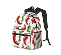 peiyeety Zaino da viaggio per laptop da uomo e da donna, leggero e resistente all'acqua, con stampa di peperoncino rosso e verde, borsa da viaggio con spallacci regolabili.