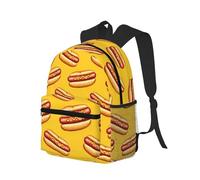 peiyeety Zaino da viaggio per laptop da uomo e da donna, leggero e resistente all'acqua, con stampa gialla hot dog e spallacci regolabili.