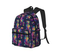 peiyeety Zaino da viaggio per laptop da uomo e da donna, leggero e resistente all'acqua, con stampa graffiti Pitbull al neon e spallacci regolabili.