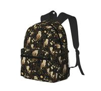 peiyeety Zaino da viaggio per laptop da uomo e da donna, leggero e resistente all'acqua, con stampa gufo al chiaro di luna e spallacci regolabili.