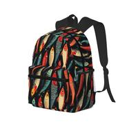 peiyeety Zaino da viaggio per laptop da uomo e da donna, resistente all'acqua, leggero, da spiaggia, con stampa a forma di amo da pesca e spallacci regolabili.