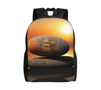 peiyeety Zaino da viaggio Sunrise Landscape Zen Stone per uomo e donna, zaino per laptop da 15,6 pollici, borsa da lavoro impermeabile