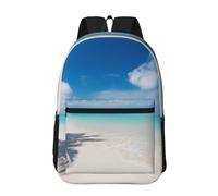 peiyeety Zaino da viaggio White Beach Tropical Sea per uomo e donna, zaino per laptop da 17 pollici, borsa da lavoro impermeabile