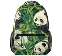 peiyeety Zaino in bambù verde con panda, per donna e uomo, leggero, per laptop, borsa a tracolla, per viaggi, lavoro, campeggio e sport.