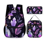 peiyeety Zaino Lunch Box e Borsa Portaoggetti Set Zaino Goth Magic Witch Witchy (2) Set Zaino con Borsa Pranzo e Borse per Cosmetici