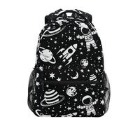 peiyeety Zaino per laptop con astronauta, pianeta, razzo e stelle, per donne e uomini, borsa da viaggio personalizzata per l'università, zaino casual da giorno.