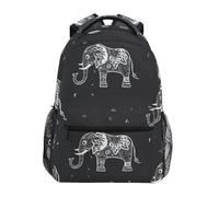 peiyeety Zaino per laptop con elefante su sfondo nero per donna e uomo, zaino da viaggio personalizzato per l'università, zaino casual da giorno