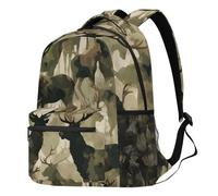 peiyeety Zaino per laptop Deer Camo Elk per donna e uomo, grande capacità, zaino da viaggio leggero, casual, per lavoro, escursionismo e campeggio