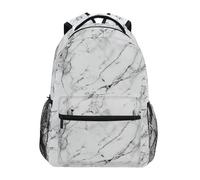 peiyeety Zaino per laptop in marmo bianco e nero per donna e uomo, zaino da viaggio personalizzato per l'università, zaino casual da giorno